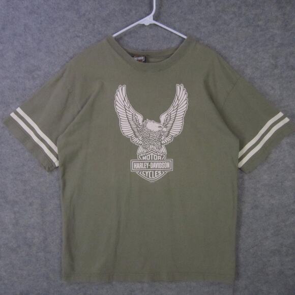 Harley-Davidson Shirt Mens Large Olive Green Eagle Orlando Florida Dealer Biker - Picture 1 of 8